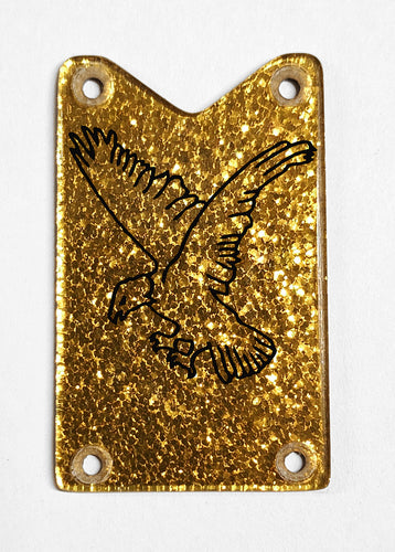 Gretsch Falcon Style Orange Gold Sparkle Truss Rod Cover with Black Falcon