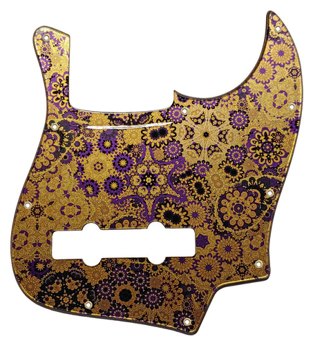 Bass Mods K534 Pickguard Purple Floral Gold Metallic