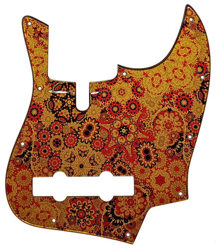 Bass Mods K534 Pickguard Red Floral Gold Metallic