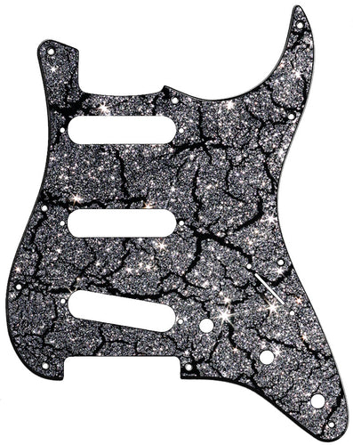 Fender Stratocaster Black Crackle Silver Sparkle Pickguard