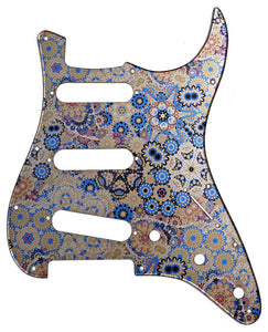 Fender Stratocaster Blue Floral Silver Metallic Pickguard