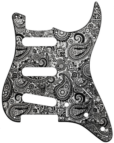 Fender Stratocaster Black Silver Paisley Pickguard