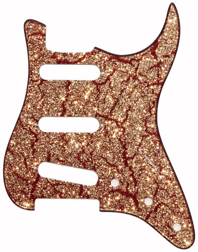 Fender Stratocaster Red Crackle Gold Sparkle Pickguard