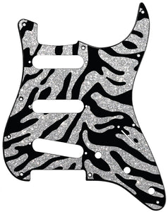 Fender Stratocaster Silver Sparkle Tiger Pickguard