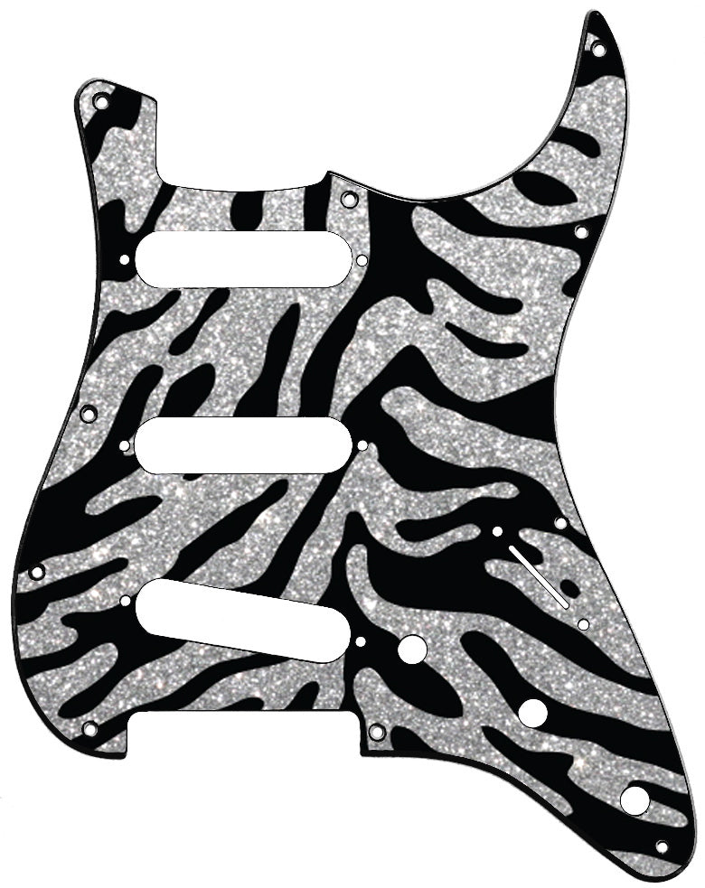 Fender Stratocaster Silver Sparkle Tiger Pickguard