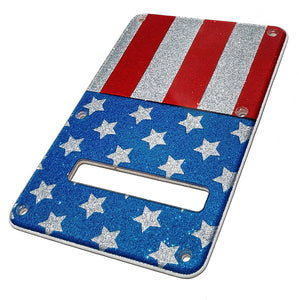 Fender Stratocaster Silver Sparkle USA Flag Pickguard