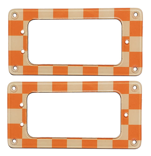 Gretsch Pickup Rings Orange Checker Board